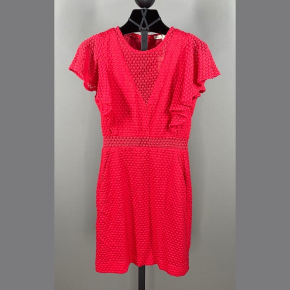 NEW Maje Dress Womens Small red heart designer cocktail colorful classic silk - Picture 1 of 13